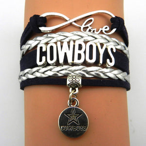 Infinity Love Dallas Cowboys bracelet NFL sport gift Football team Charm bracelet & bangles for women men jewelry Drop Shipping