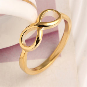 Luxury Inverted 8 Word Deign Zircon Crystal Alloy Rings Korean Fashion Simple Temperament Ring